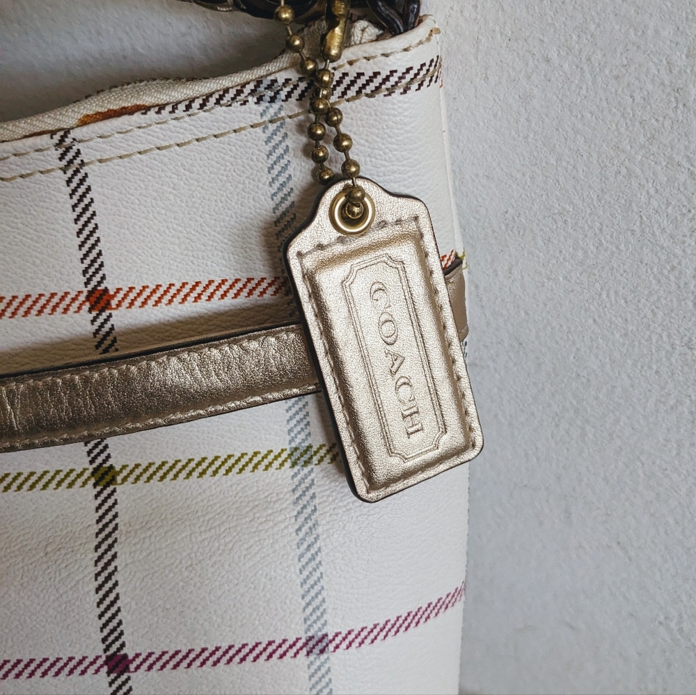 Vintage Coach Tattersall Rainbow Grid Crossbody Purse NOK 1173-F19175 - Picture 7 of 15